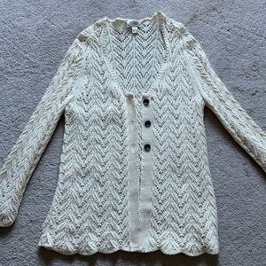 Talbots Cream Button-Up Cardigan
